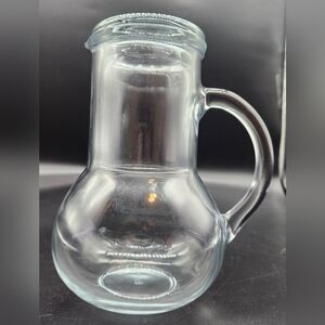Vintage 1Lt Clear Glass Water Pitcher & Tumbler Lid Stopper Set